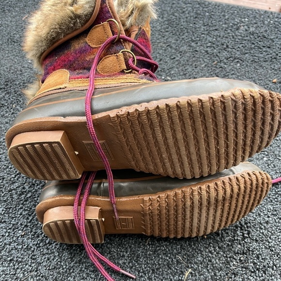 Khombu Duck Boots Suede Faux Fur Blanket Tie Winter Boots Women’s 7 - Picture 7 of 13